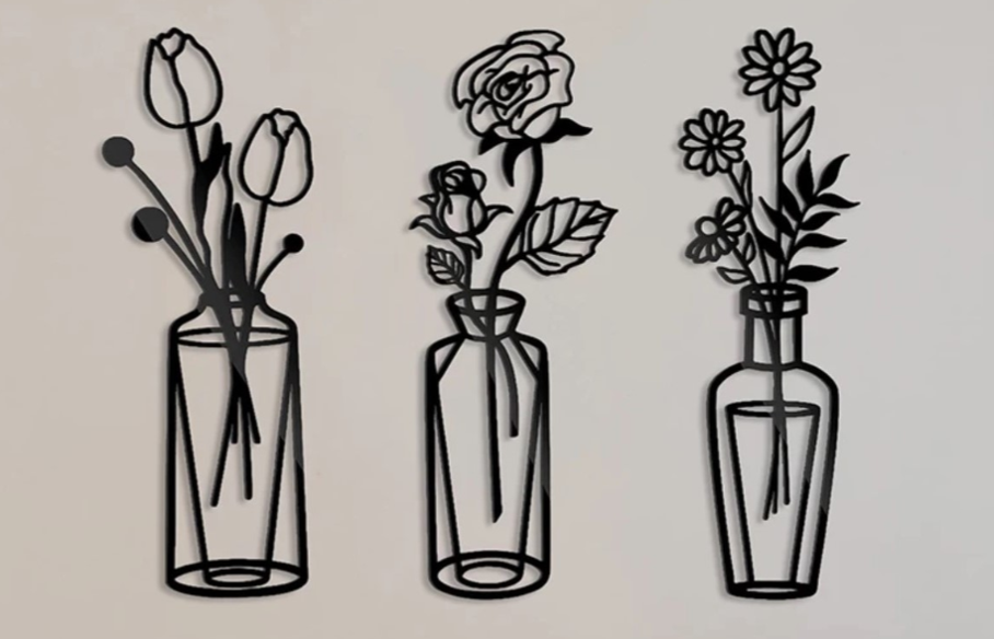 Blumenvasen 3 Stück Wandkunst