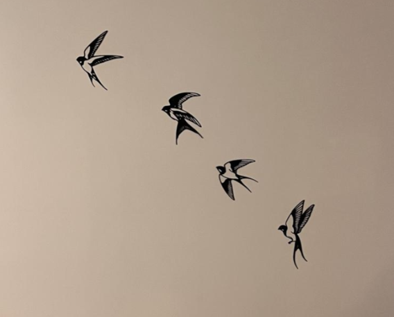 Wandvögel Schwalben Wandkunst 4 Stück