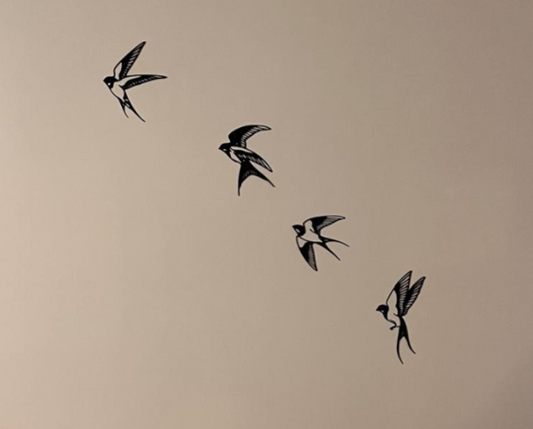 Wandvögel Schwalben Wandkunst 4 Stück