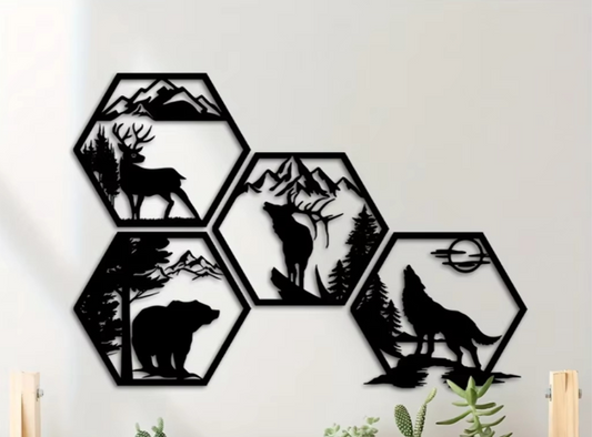 Waldtiere Waben Wandkunst